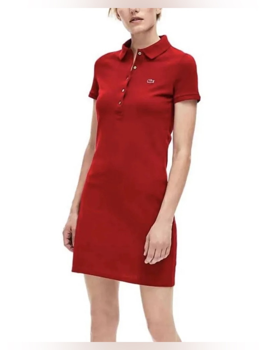 Lacoste Women's Slim Fit Stretch Mini Piqué Polo Dress size 38 excellent